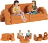10pcs Modular Kids Play Couch, Child Sectional Sofa, Nugget Couch Large Size, Toddlers Floor Sofa W/Suede Cover, Convertible 1