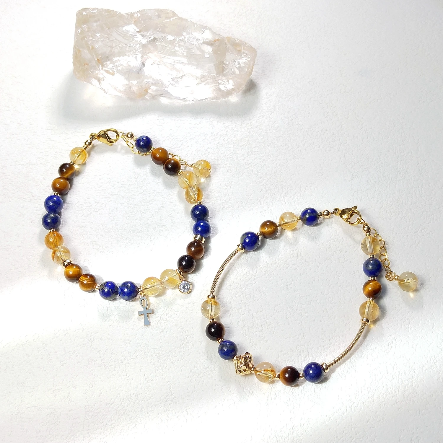 

Lii Ji Lapis Lazuli Citrine Tiger Eye 6mm American 14K Gold Filled Bracelet Handmade Fashion Jewelry For Party