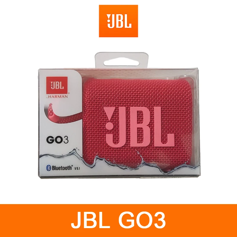 JBL Go 3 Portable Waterproof Bluetooth Speaker, Red 