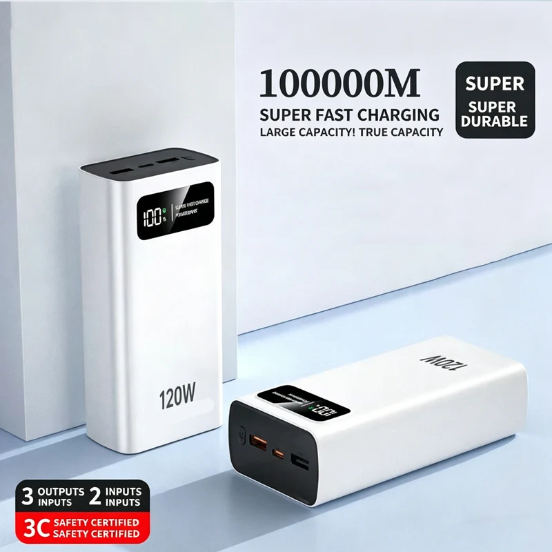 레노버 200000mAh 파워뱅크 120W 초고속 충전 휴대용 모바일 전원 초대용량 디지털 디스플레이 외장 배터리