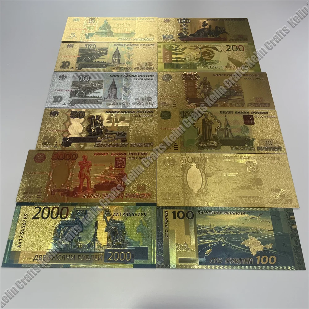 12 Disegni Russia 5 10 50 100 200 500 1000 2000 5000 Dollaro Dollaro Banconote In Oro Placcato Argento Banconote Banconote Per Bei Regali