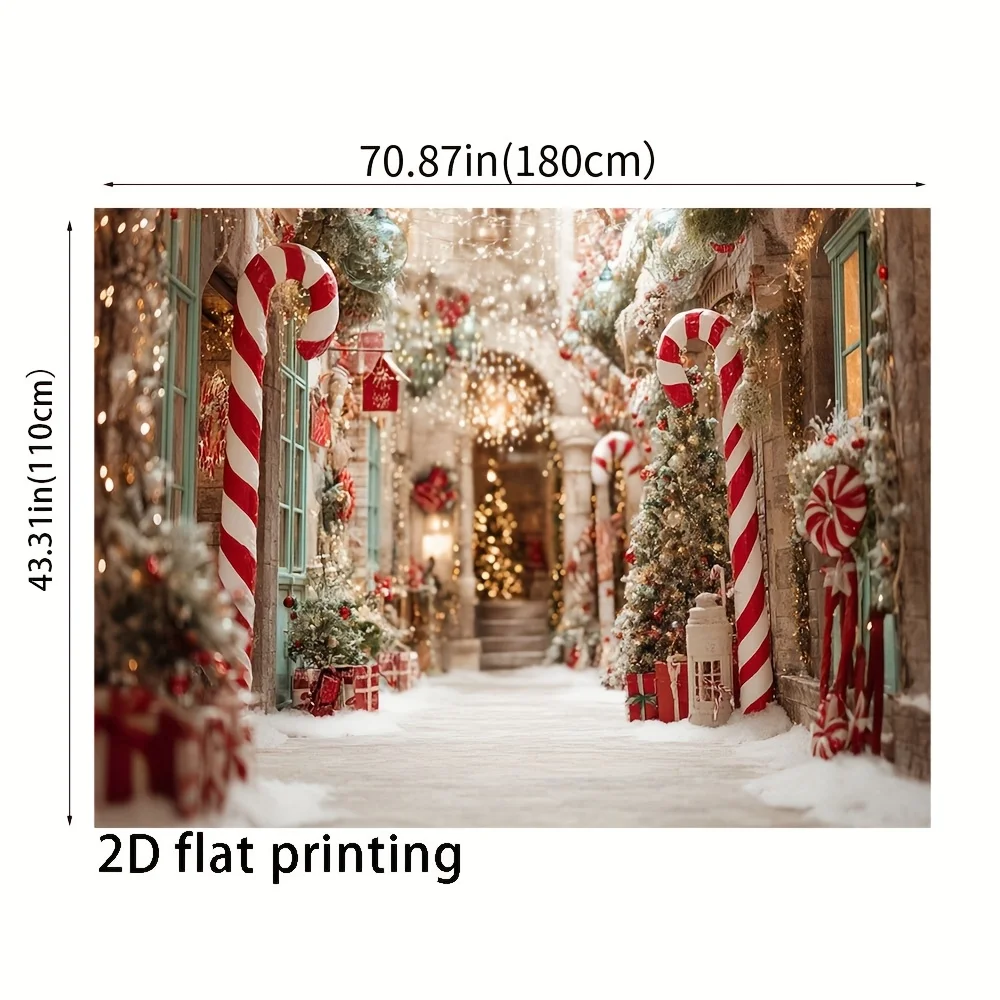 2D flach, 1 Stück Zuckerstangenbaum Weihnachts-Hintergrundtuch – Winterfoto-Hintergrund, Urlaubsparty-Dekoration, Zuhause – Detail 8