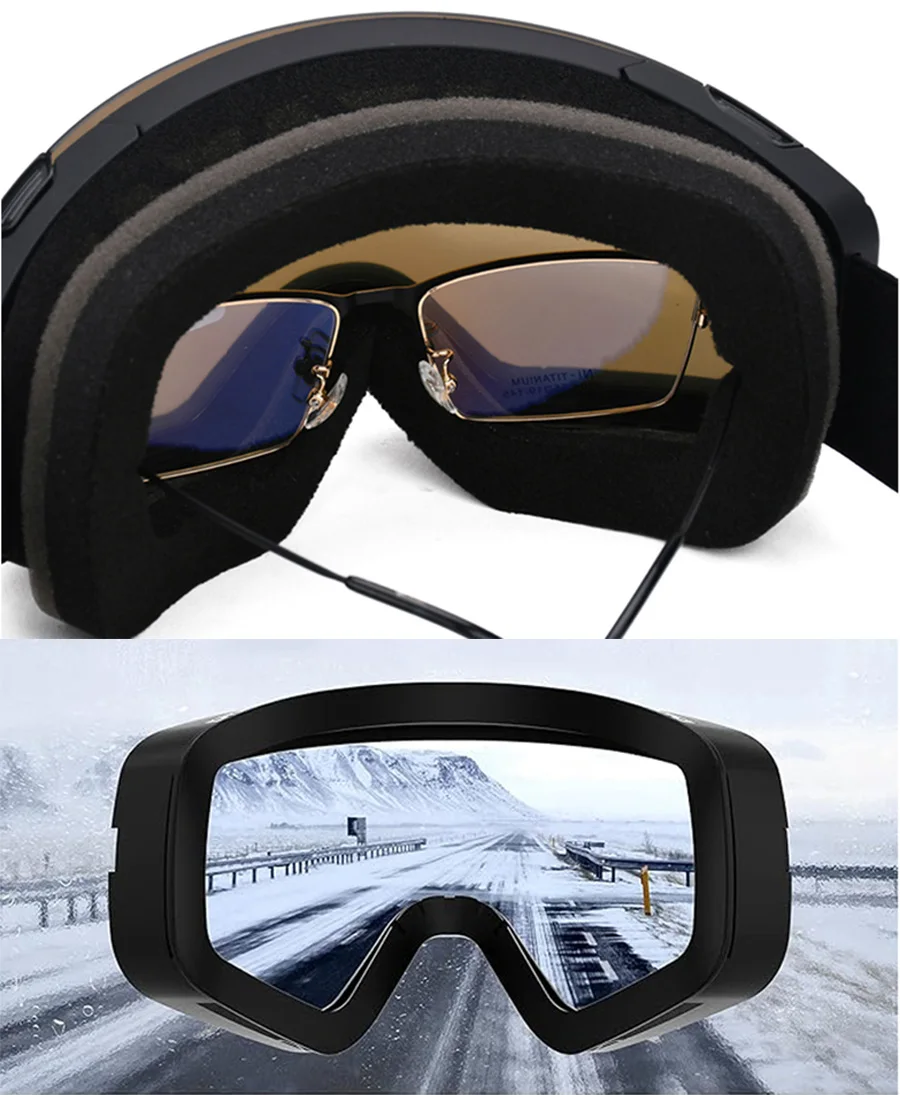 Skibrille Full Blue Revo Snowboard Snow Wide Vision Überbrille Rahmenloser UV-Schutz Antibeschlag Unisex Winterbrille – Detail 7