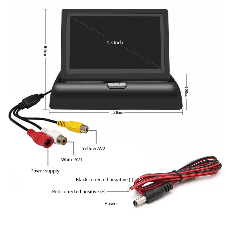 4.3 Polegada instrumento hd desktop display do carro invertendo imagem 12v display opcional desktop ou dobrável display carro dvd - Imagem 5