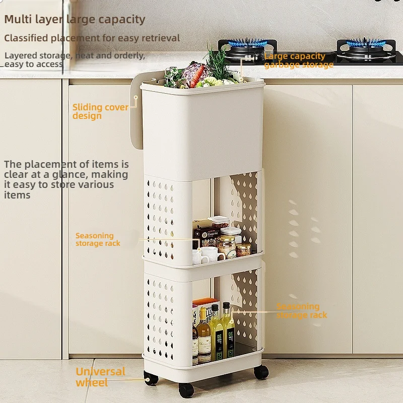 White Concise Design Durability Plastic Waste Container with Look Feet Wheel Perfect Household Cleanliness Various Indoor Space