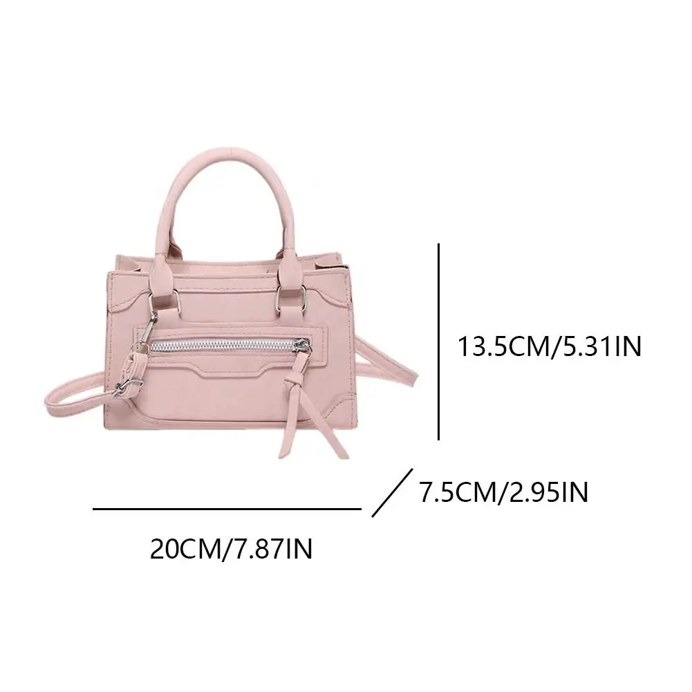 Women Fashion Shoulder Bag Solid Color Square Crossbody Bag Adjustable Strap Zipper Satchel Bag Ladies Commute Bag