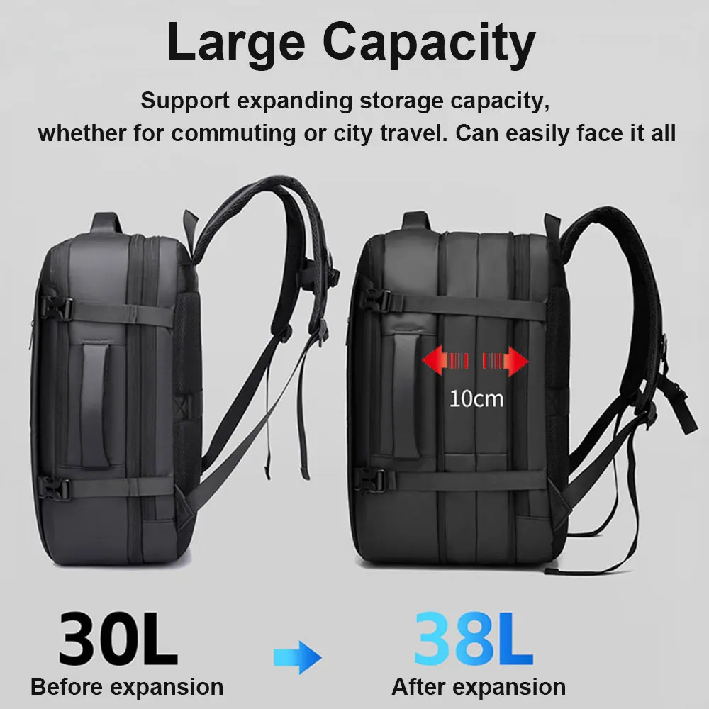 New Men's Backpack High Quality Large Capacity Business Trip Backpacks for Man Multi-Functional Expandable Laptop Bag - 4
