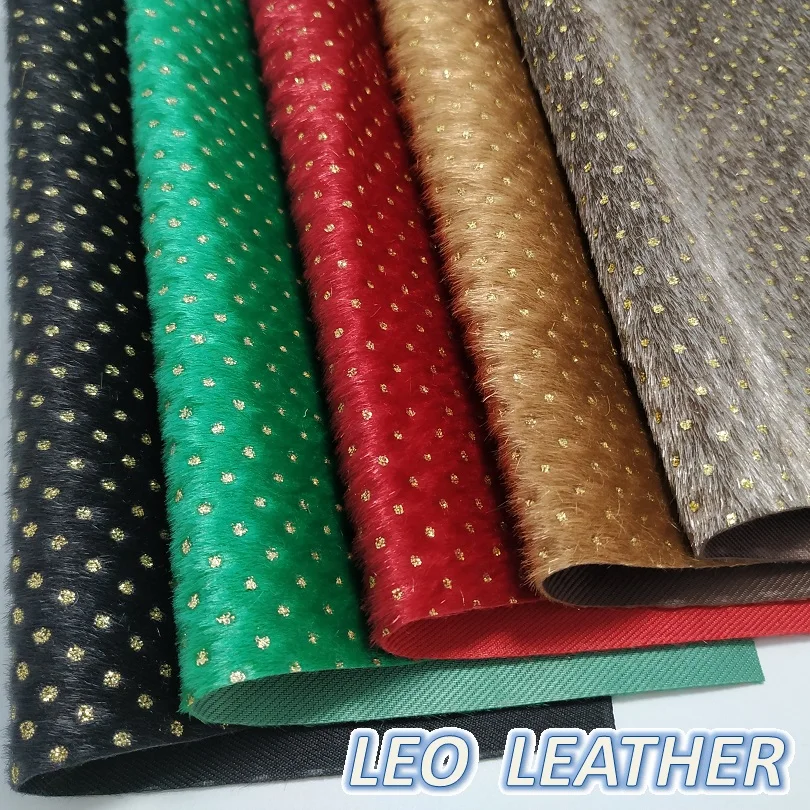 1PCS 21X29CM Immitation cow leather Fabric With Gold Dots For DIY Accessories GM3249B