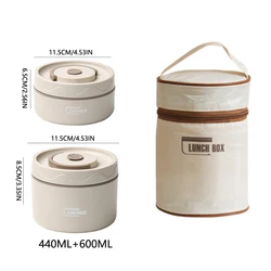 Premium Stainless Steel Insulated Lunch Box with Storage Bag - Portable Double - Layer, Leak - Proof Design for Office & Student Meals (2pcs - white)
