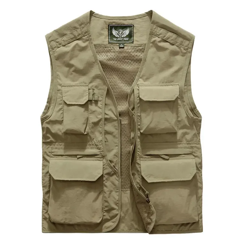 Cross-Border Outdoor Mesh Photography Fishing Men's Vest Multi-Pocket Shoulder Clip Vest Printing Motorcycle Rider V