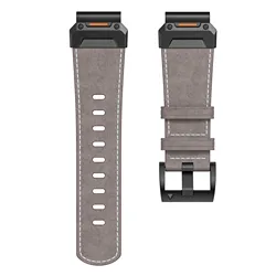 Premium Genuine Leather Quick Release Watch Strap - 22mm/26mm Cowhide Band - 26mm (Light gray)