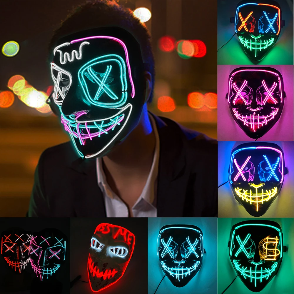 New Design Luminous Halloween LED Purge Mask Neon Light Up Party Mask