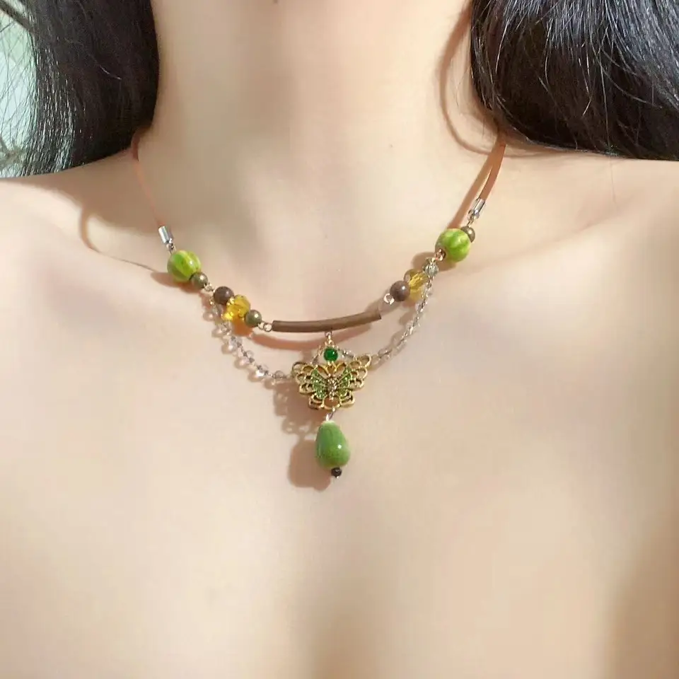 Jewelry | Fairycore Green Butterfly Necklace Fairycore Aesthetic