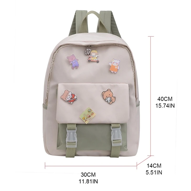 Lovely Backpack Rucksack Teenage Girls School Bag Student Daypack Female Book Bags Multifunctional Schoolbag Badge