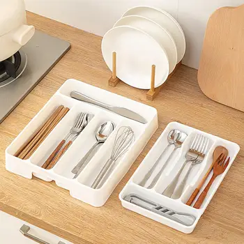 1/2 pezzi organizzatore per cassetti vassoio da cucina espandibile portaposate regolabile con 4/6 scomparti divisorio per posate da cucina 1