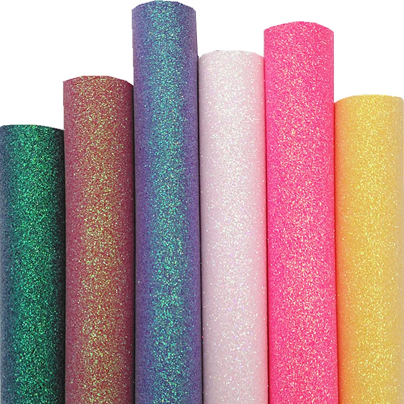 0.6MM Shimmer Glitter Leather Sheets Gltter Faux Fabric Vinyl with Soft  Backing Glitter For Crafts Bows DIY 21x29CM Q1224