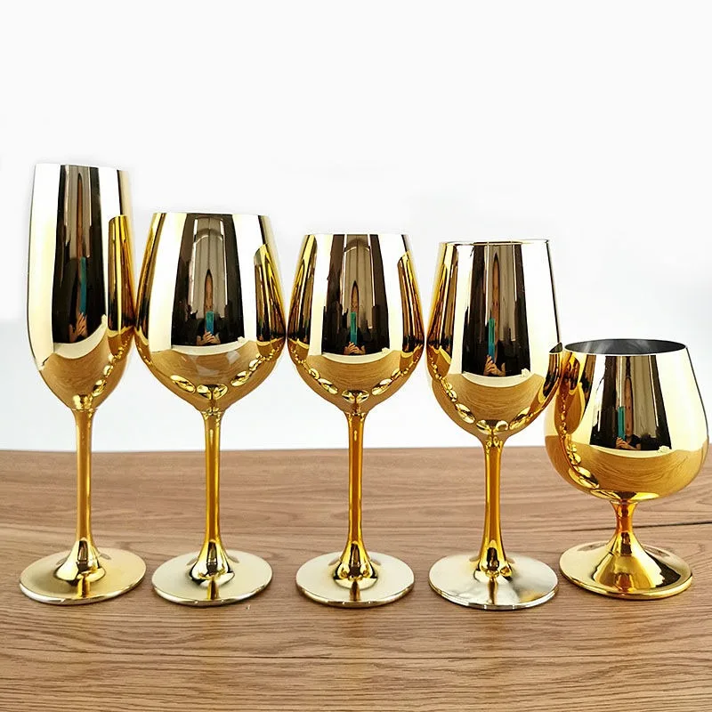 Gold Plated Wine Glass,High Footed Glass,Crystal ,Champagne,Brandy,High Aesthetic Decoration,High-end Red Wine Glasses Drinkware
