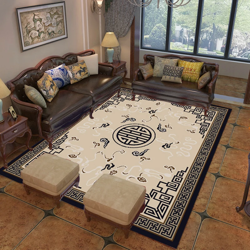New Chinese Style Large Area Living Room Carpet Tea Room Retro Carpets