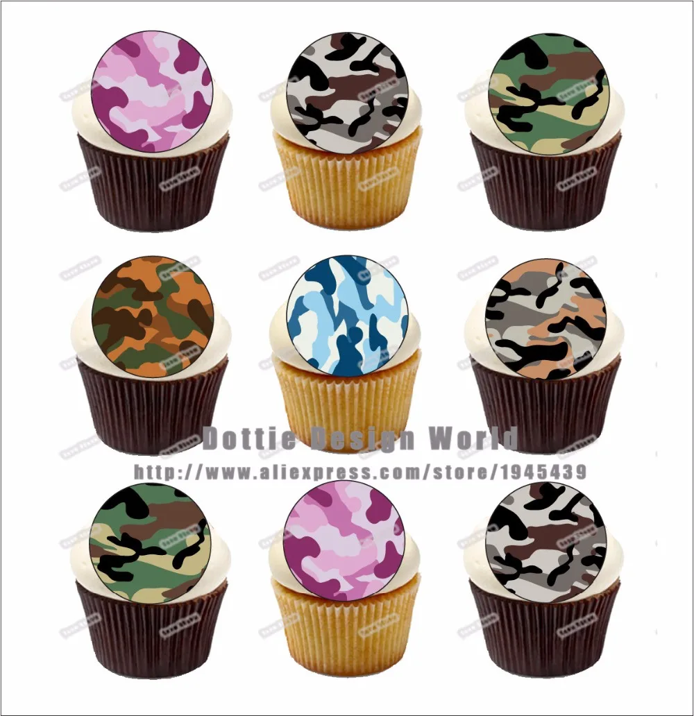 Lot de 14 médiators militaires militaires pour cupcakes 