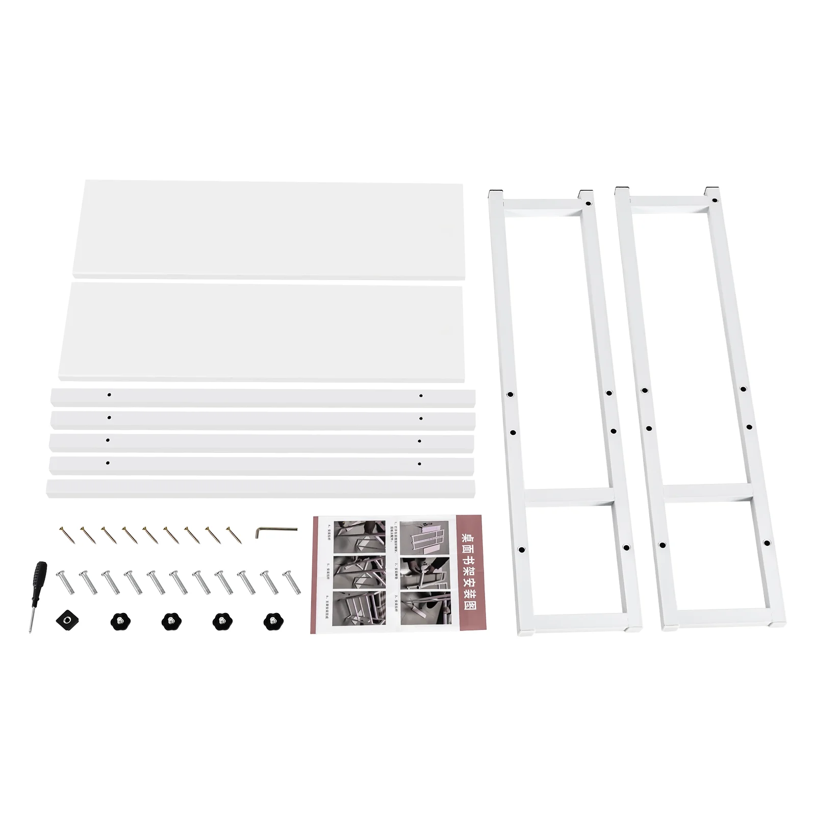 Computer Desktop Bookcase, 2-Tier Multipurpose Countertop Hutch Display Shelf, Adjustable Height Pantry Shelf Spice 6