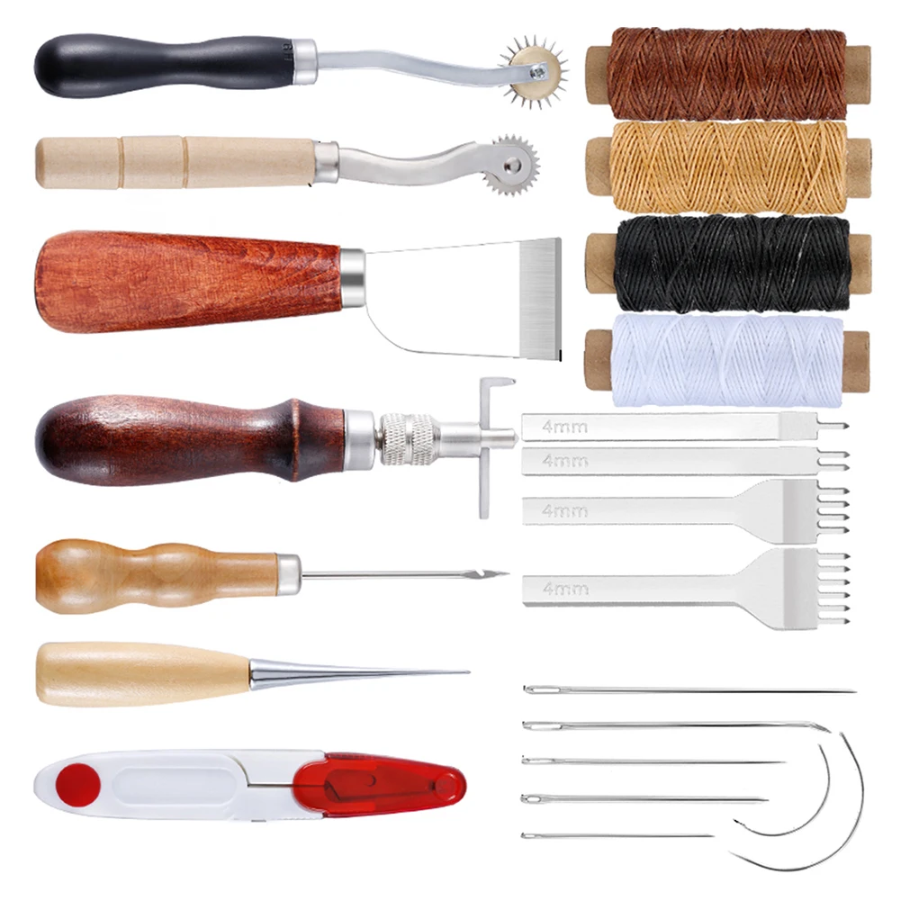 Professional Leather Craft Tools Kit Hand Sewing Stitching Punch Carving  Work Saddle Set Accessories DIY Tool Set