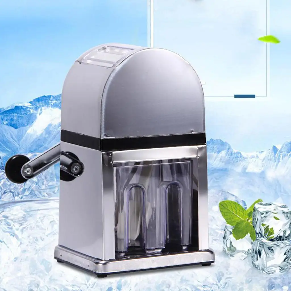 Portable Manual Ice Shaver Block Shaving Machine Crusher Snow Cone Maker