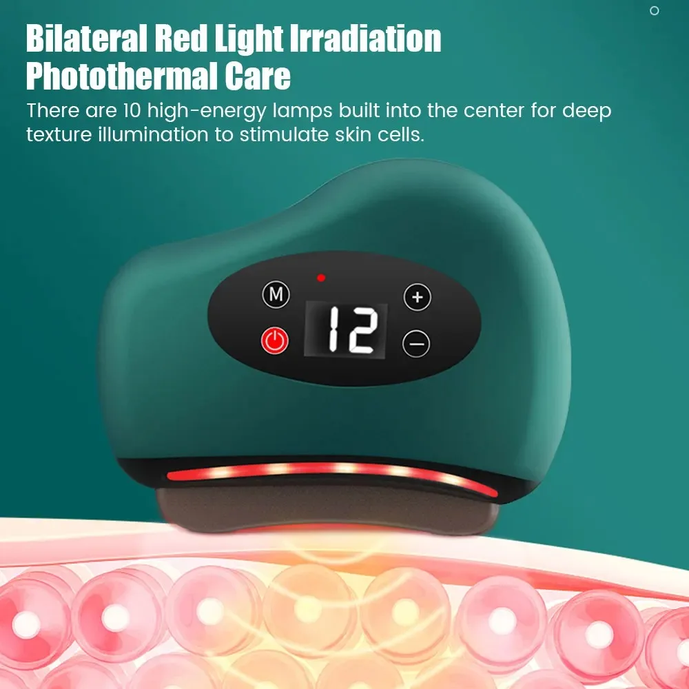 Electric Guasha Massager Hot Compress Eye Massager Stone Heating Vibration Scraping Neck Face Skin Lifting Removal Wrinkle Tool