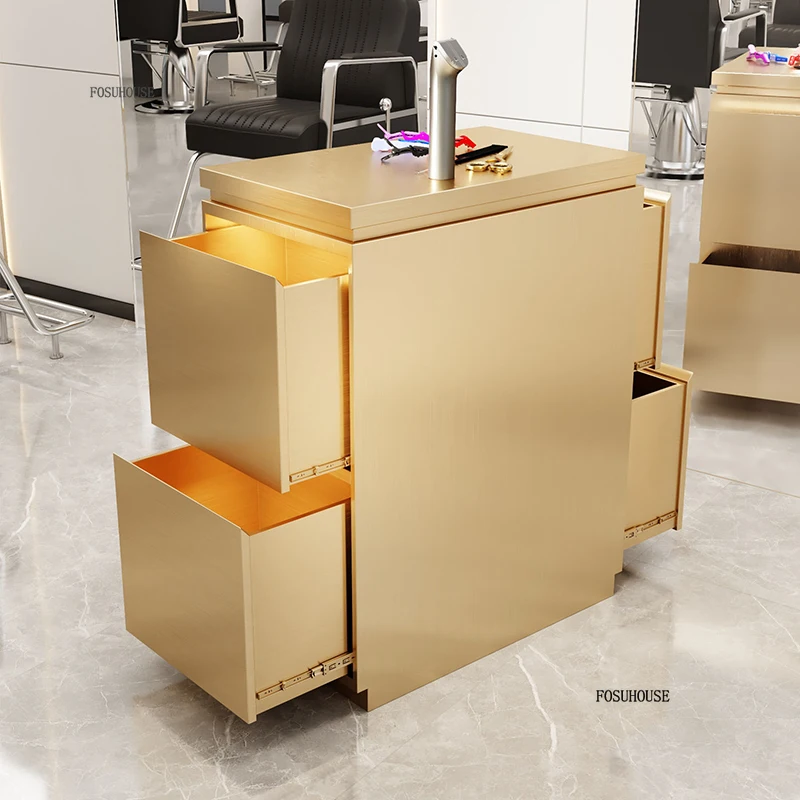 Modern Stainless Steel Salon Trolley Hair Salon Organizer Cart with Wheels Simple Beauty Furniture Special Tool Trolley