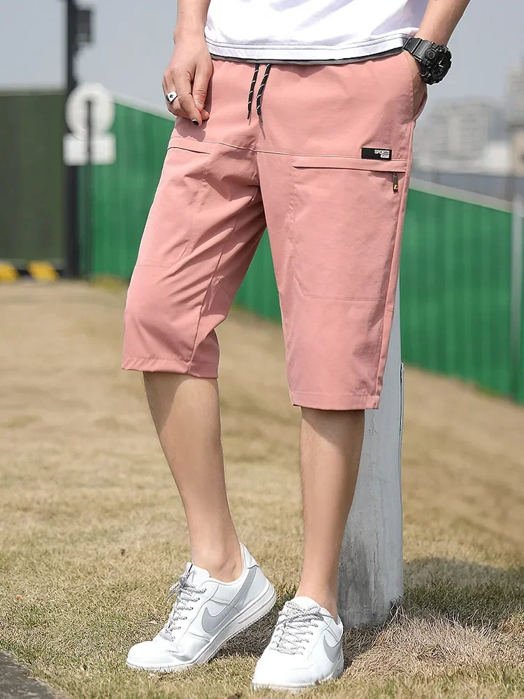 Description Picture 2 of itemPlus Size Summer Capris Pants Men Breathable Cool Calf-Length Short Sweatpants 3/4 Straight Loose Casual Cropped Trousers 8XL