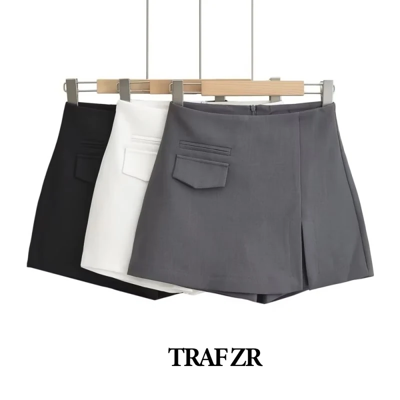 

TRAF ZR High Waist Shorts Fake Pocket Design Casual Y2k Fashion Vintage Harajuku Office Lady Skirt Pants for Women 2023