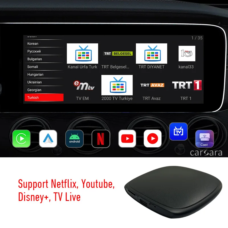 

Wireless Android Ai TV Dongle CarPlay Android Box YouTube Netflix Streaming Adapter Video Player for Car with OEM Wired CarPlay