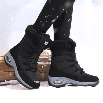 النساء أحذية الشتاء الدفء جودة منتصف العجل الثلوج الأحذية السيدات الانزلاق على مريحة مقاوم للماء الفراء فام الأحذية chausiras فام 2