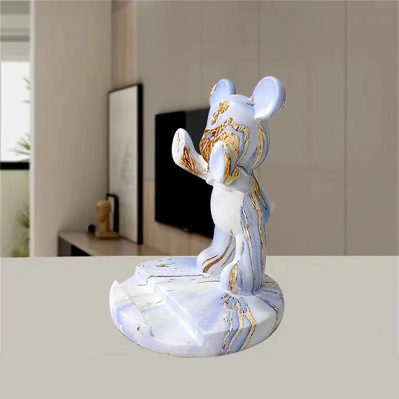 Charming French Bulldog Desk Decor: Cute Dog Sculpture Phone Holder and Home Office Ornament