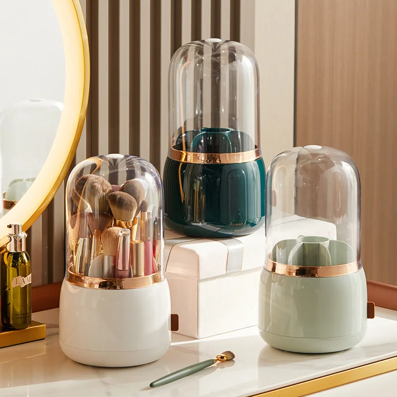 

Light Luxury Style Cosmetic Brush Storage Bucket Dustproof Lipstick Eyebrow Pencil Cosmetic Storage Box Rotary Brush Cartridge