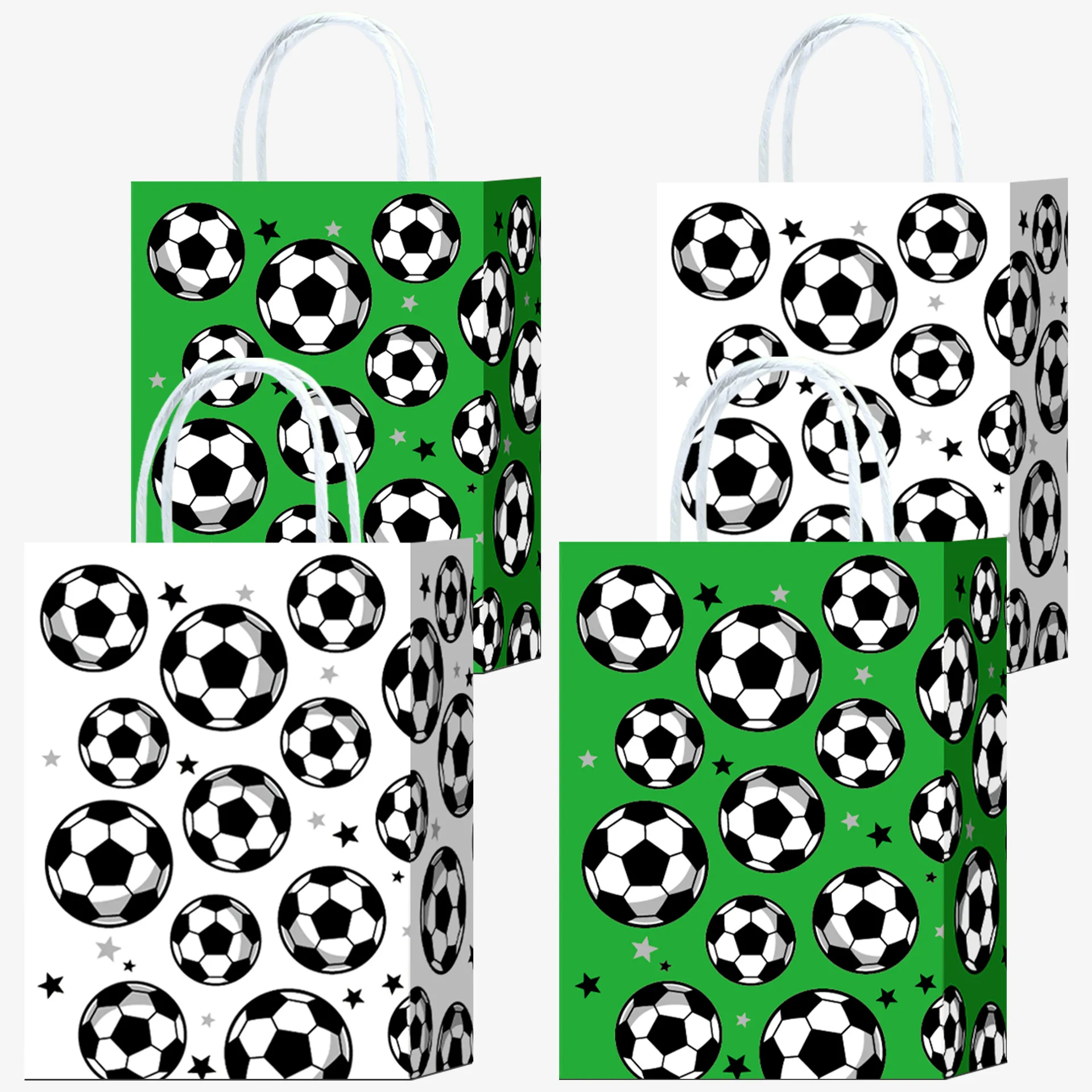 5/10/30/50pcs Soccer Paper Bags with Handle Soccer Party Favor Bags Sport Treat Candy Snack Football Birthday Party Decor soccer paper bags