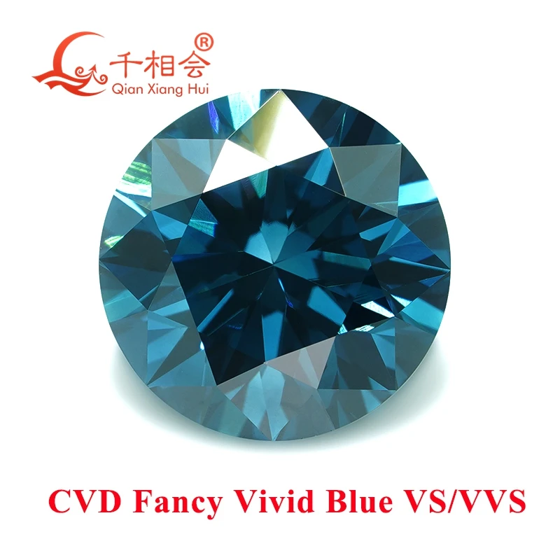 CVD 다이아몬드 팬시 선명한 사파이어 블루 컬러, 1.2ct VS 투명도 라운드 모양, GEMID 인증, 실험실 성장 다이아몬드 루즈 스톤