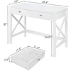 Writing Desk, White Writing Computer Desk with Drawers,Small Modern Table for Bedrooms,White Vanity Table, Writing Desk 3