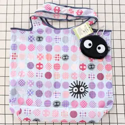 Foldable Nylon Tote Bag - Reusable Portable Shoulder Handbag with Folding Pouch (A)