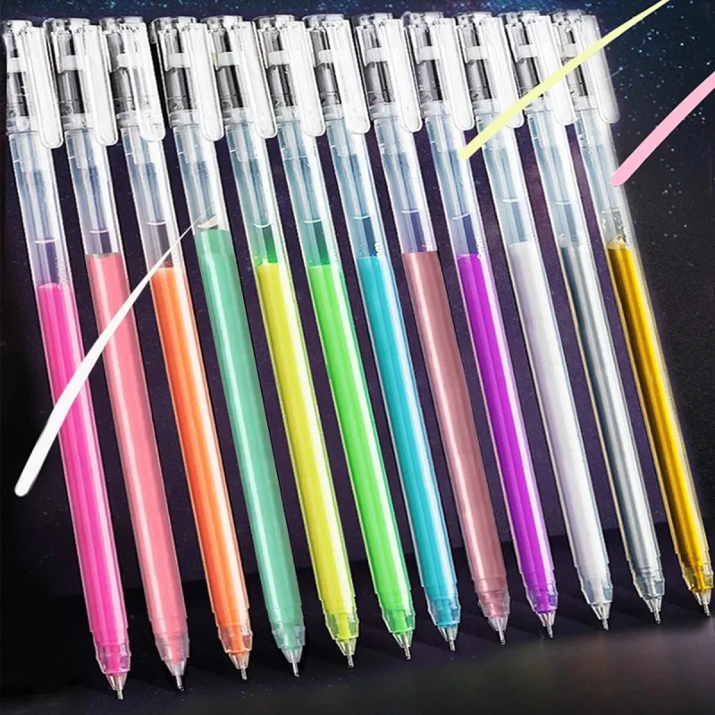 컬러 대용량 바늘 하이라이터 미세 팁 0.5mm 젤 펜 드로잉, DIY 블랙 카드스톡 드로잉 마킹 일기 낙서, 36 개