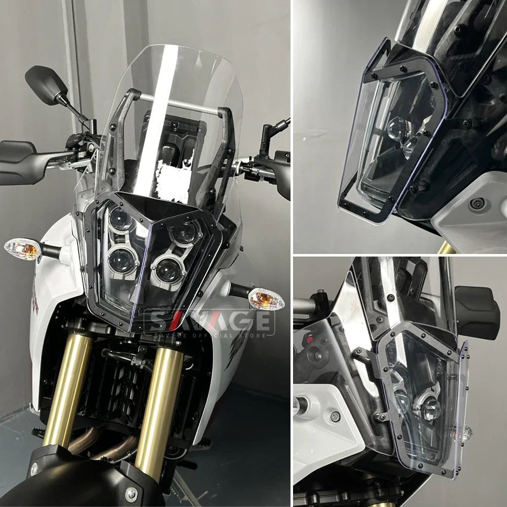 Motorcycle Headlight Cover, Motorcycle Headlight Protector Impact Resistant Smooth Surface Replacement For Tenere 700 2019-2022 (Transparent