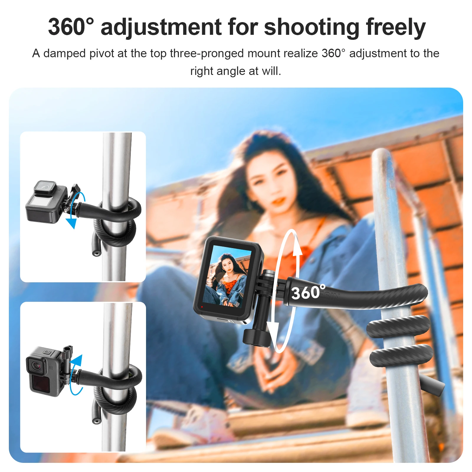 Telesin-mini Action Câmera Mount para Gopro Octopus Tripé Suporte do Telefone Suporte Flexível Insta360 Dji - Image 6