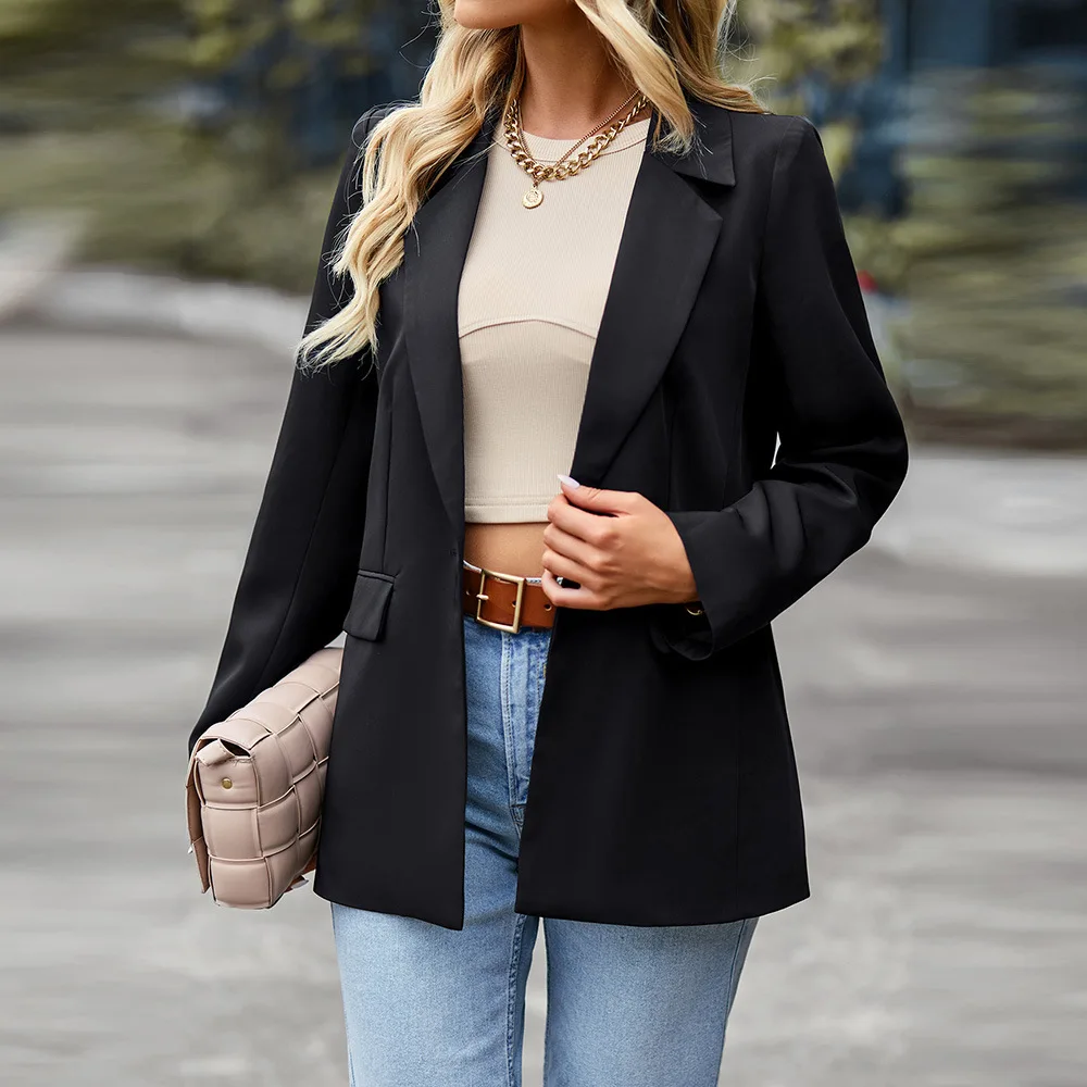 Tesco Solid Women Single Breasted Blazer Long Sleeve Loose Jacket Casual Office Lady Outerwear Fashion Female Coat blazer mujer