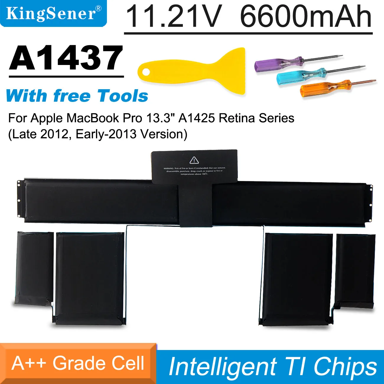 Kingsener-bateria do Portátil para Apple Macbook Pro A1437 13 Retina A1425 Final de 2012 Início de 2013 11.21v 6600mah 74wh Ferramentas Gratuitas