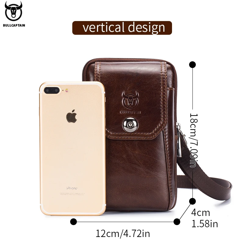 حقيبة خصر جلد طبيعي للرجال، حقيبة هاتف، حقيبة خصر...