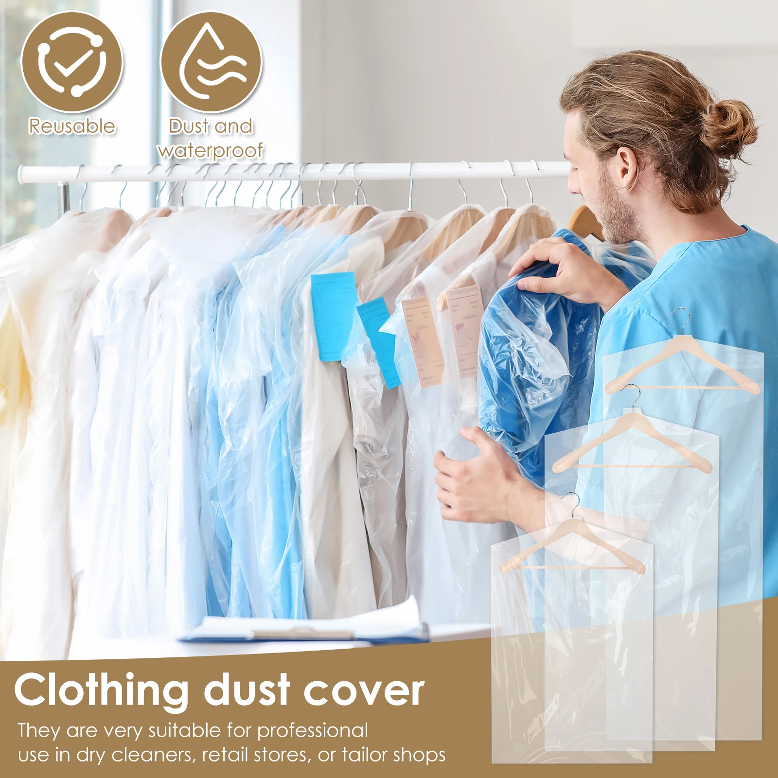 Dust Cover Plastic Cover For Wardrobe 50Pcs Clothes Hanging Dust