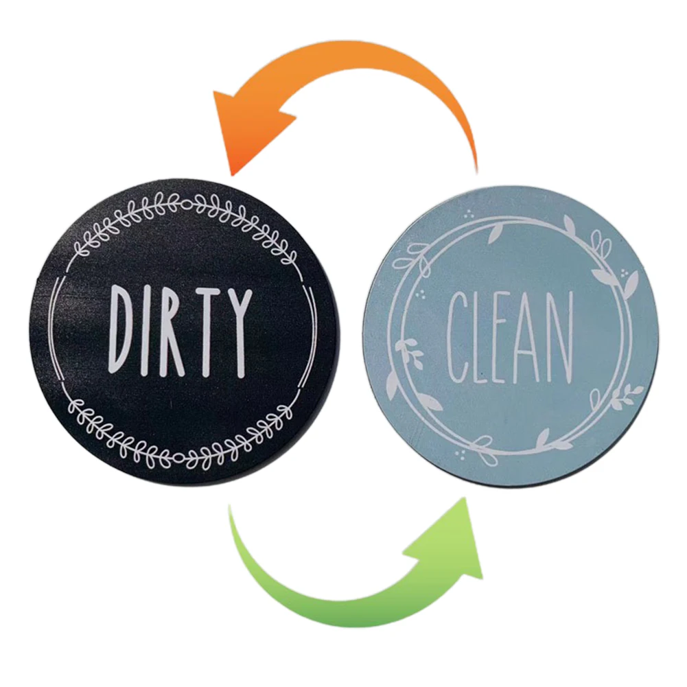 

Round Magnetic Fridge Sticker Dishwasher Double Sided Magnets Indicator Magnet Sticker Clean Dirty Signs Home Accessories 1pc