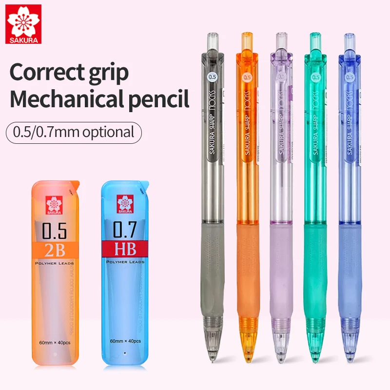 

Sakura 0.5/0.7mm Mechanical Pencil Painting with Black Lead Refills Sketching Writing For Students School Pen Stationery