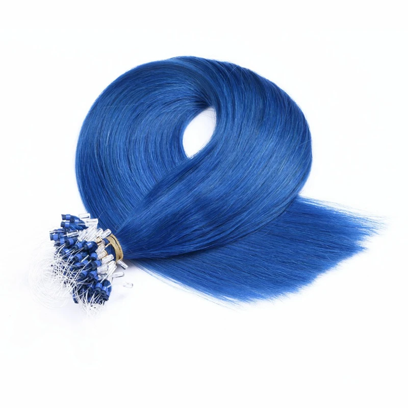 Mongolian Straight Natural Hair Extensions Micro Ring Human Hair 100 Strands Pre Bonded Micro Loop 14"-28" Fusion Human