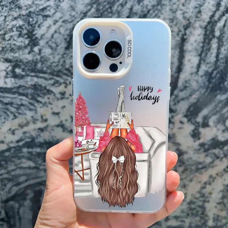 Niedliche Blumen-Handyhülle für junge Mädchen für iPhone 17 16 Pro MAX 15 14 Plus 15 12 11 13 14 Pro MAX 13 Mini Durchsichtige Laser-Abdeckung – Detail 2