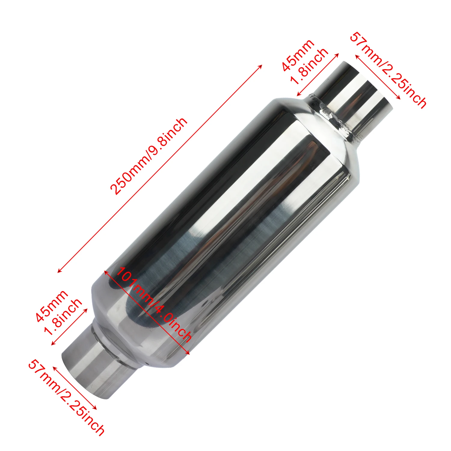Auto Auspuff anlage Schall dämpfer rohr Silber 51mm 57mm 63mm 76mm Edelstahl für Sport rennen Zubehör modifiziert Universal Boost – Detail 17